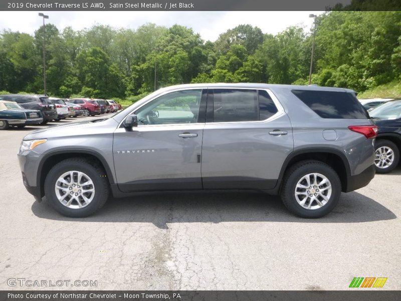 Satin Steel Metallic / Jet Black 2019 Chevrolet Traverse LS AWD