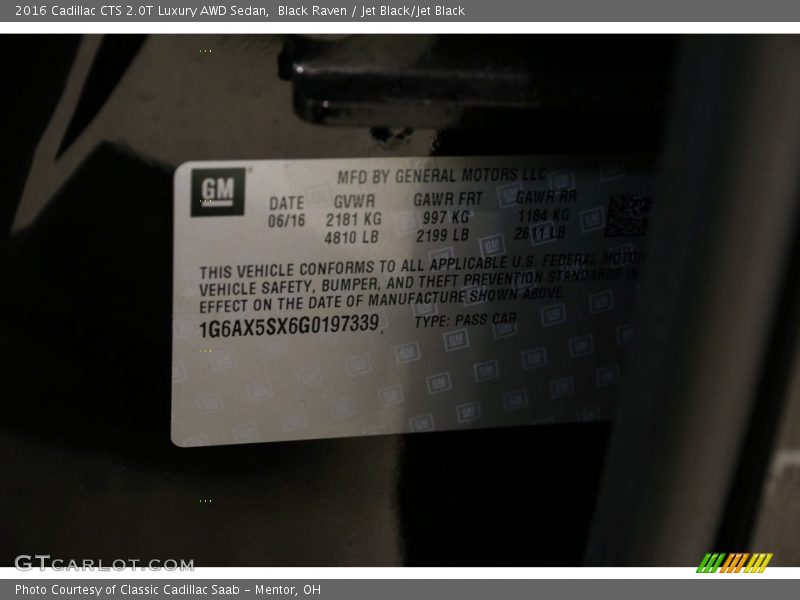 Black Raven / Jet Black/Jet Black 2016 Cadillac CTS 2.0T Luxury AWD Sedan