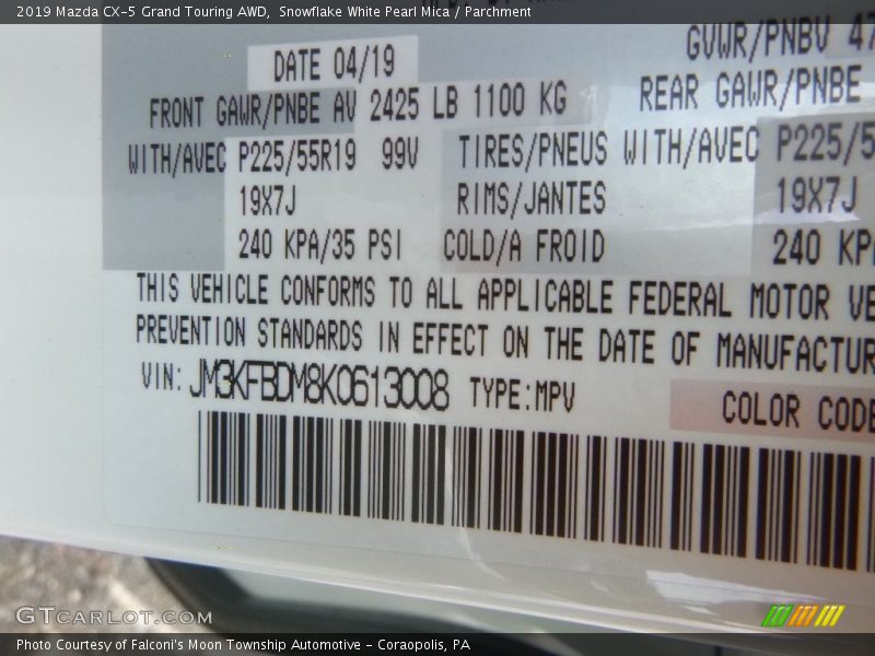 Snowflake White Pearl Mica / Parchment 2019 Mazda CX-5 Grand Touring AWD
