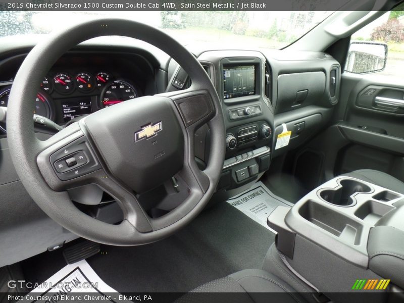 Satin Steel Metallic / Jet Black 2019 Chevrolet Silverado 1500 Custom Double Cab 4WD