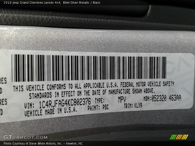 Billet Silver Metallic / Black 2019 Jeep Grand Cherokee Laredo 4x4