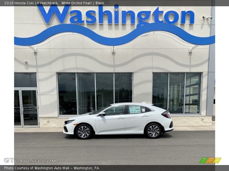 White Orchid Pearl / Black 2019 Honda Civic LX Hatchback