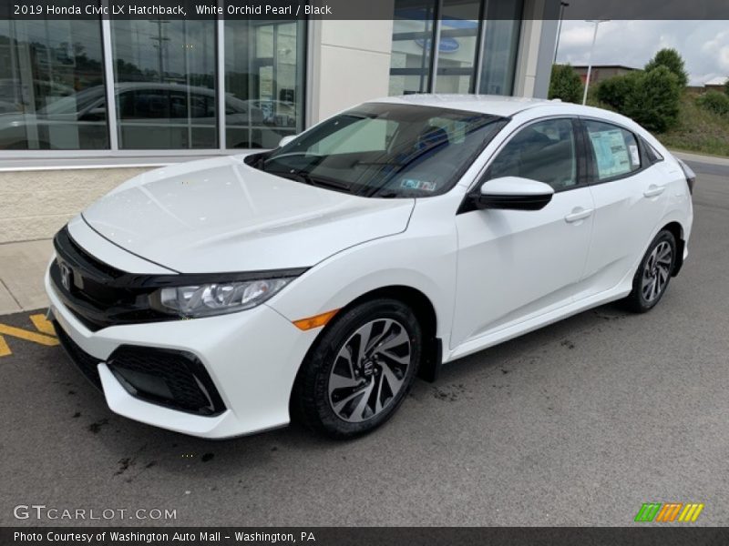White Orchid Pearl / Black 2019 Honda Civic LX Hatchback