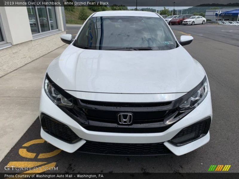 White Orchid Pearl / Black 2019 Honda Civic LX Hatchback