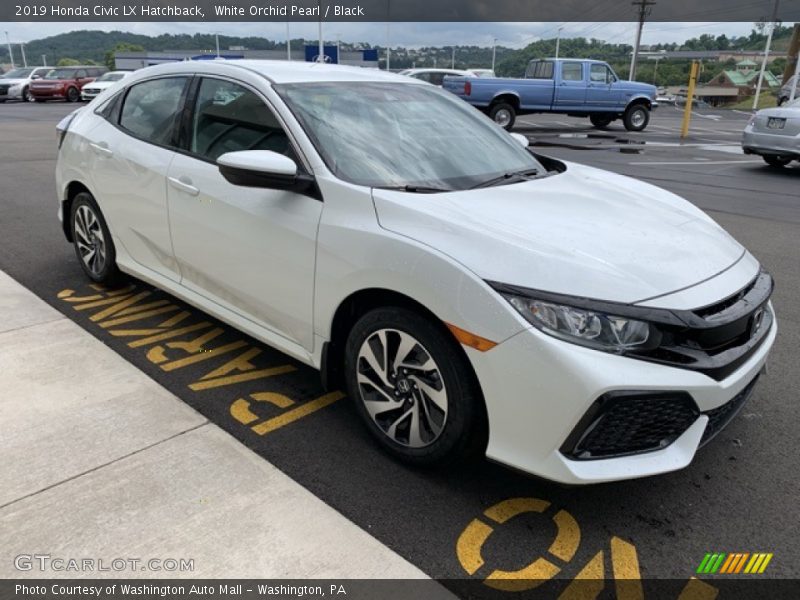 White Orchid Pearl / Black 2019 Honda Civic LX Hatchback