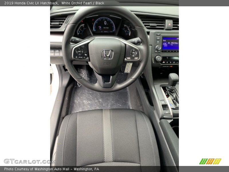 White Orchid Pearl / Black 2019 Honda Civic LX Hatchback