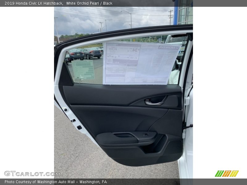White Orchid Pearl / Black 2019 Honda Civic LX Hatchback