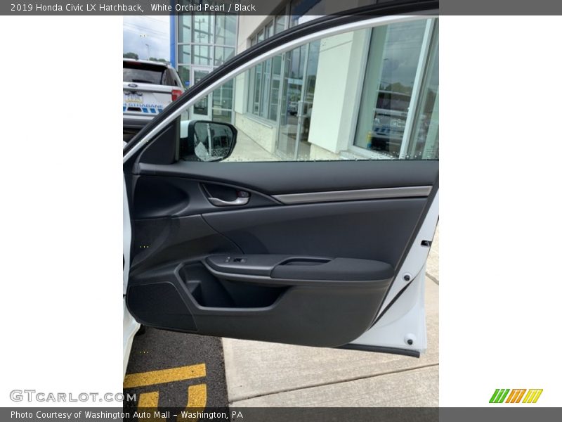 White Orchid Pearl / Black 2019 Honda Civic LX Hatchback