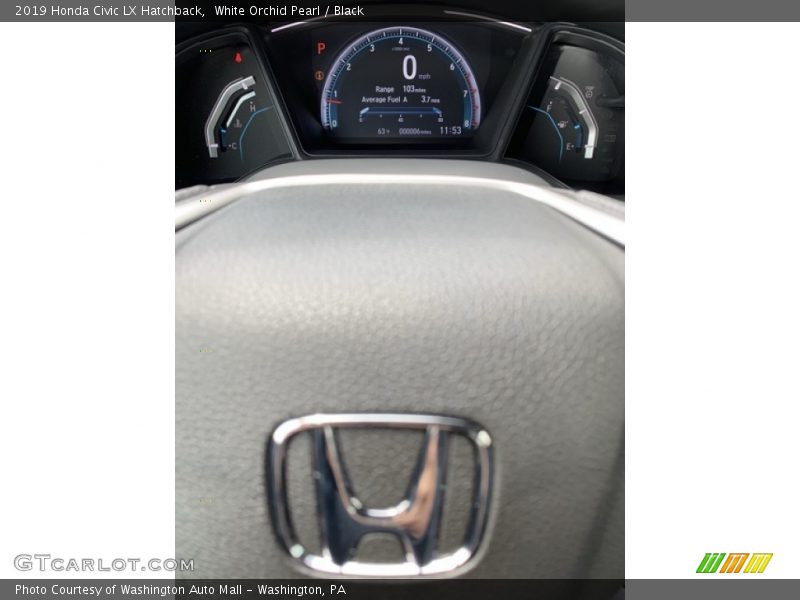 White Orchid Pearl / Black 2019 Honda Civic LX Hatchback