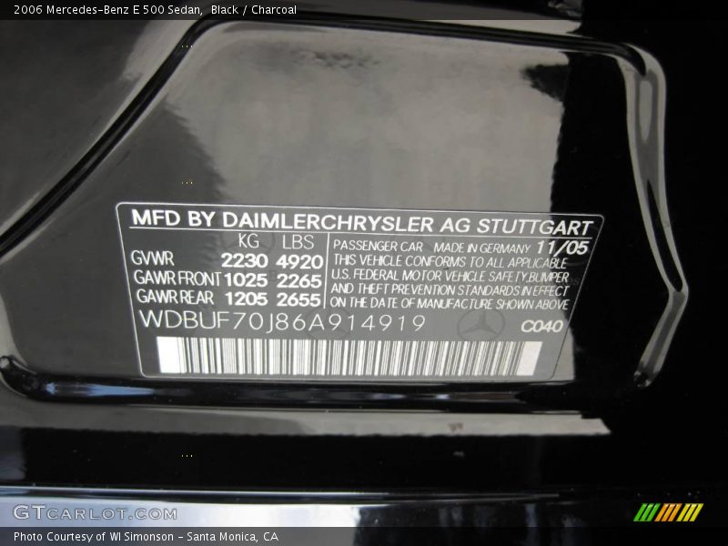 Black / Charcoal 2006 Mercedes-Benz E 500 Sedan