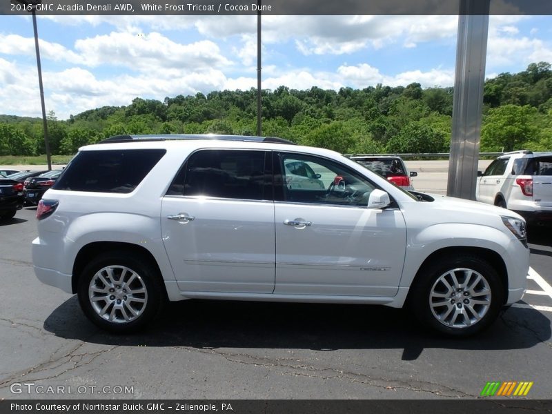 White Frost Tricoat / Cocoa Dune 2016 GMC Acadia Denali AWD