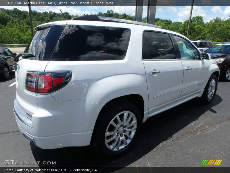 White Frost Tricoat / Cocoa Dune 2016 GMC Acadia Denali AWD