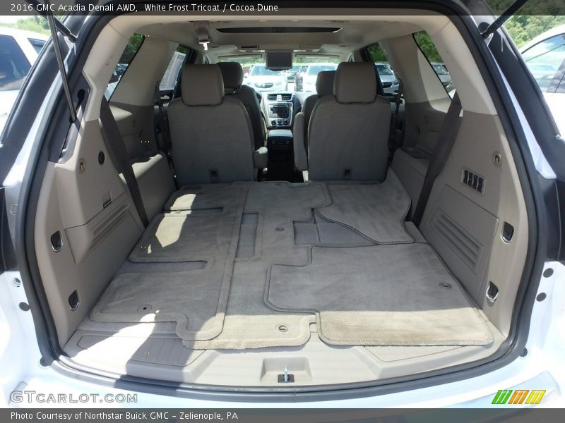 White Frost Tricoat / Cocoa Dune 2016 GMC Acadia Denali AWD