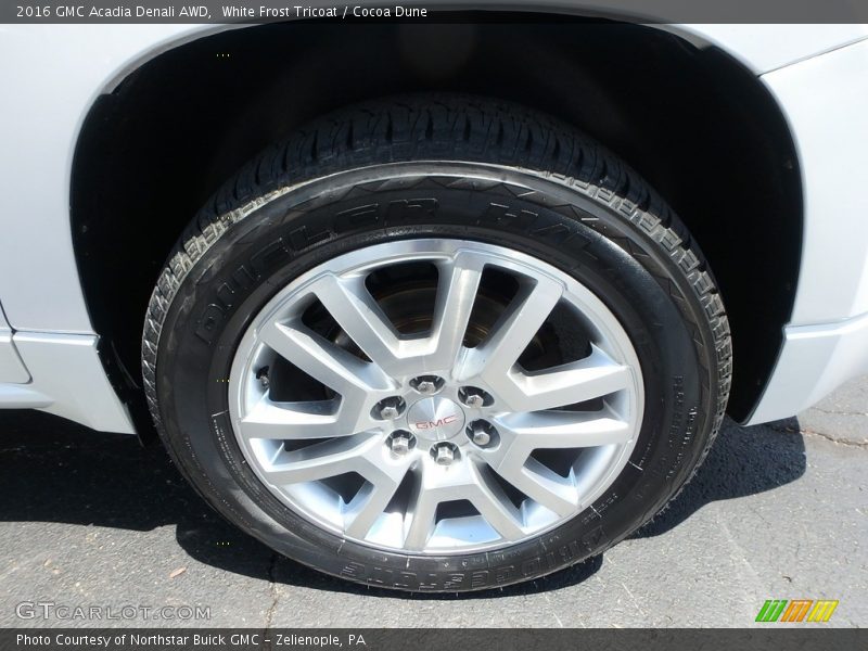 White Frost Tricoat / Cocoa Dune 2016 GMC Acadia Denali AWD