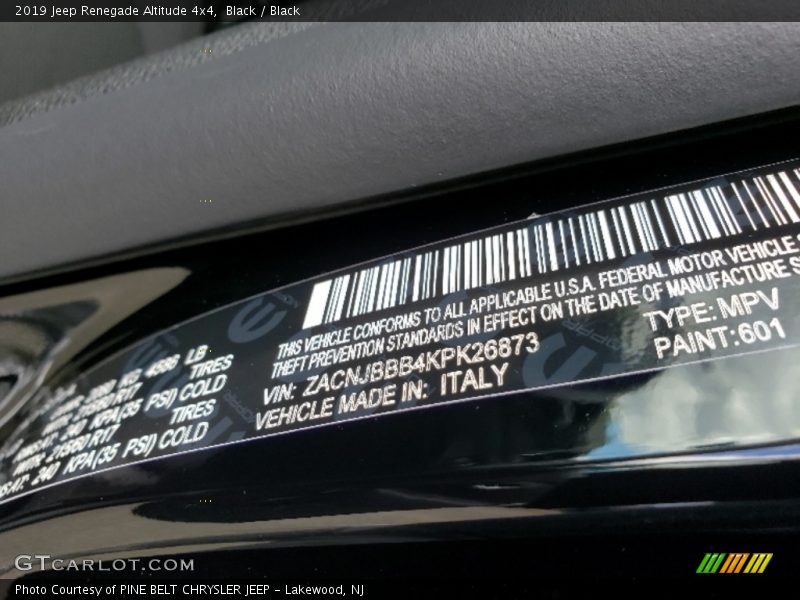 Black / Black 2019 Jeep Renegade Altitude 4x4