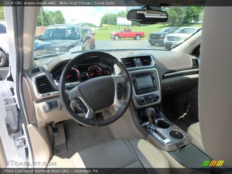 White Frost Tricoat / Cocoa Dune 2016 GMC Acadia Denali AWD