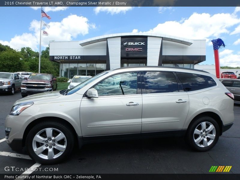Champagne Silver Metallic / Ebony 2016 Chevrolet Traverse LT AWD