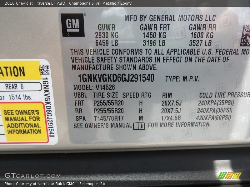 Champagne Silver Metallic / Ebony 2016 Chevrolet Traverse LT AWD