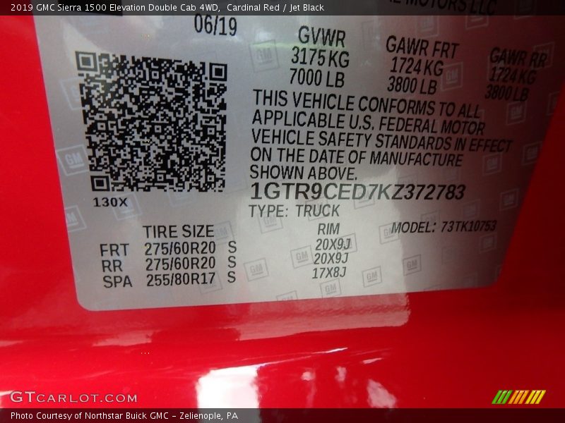 Cardinal Red / Jet Black 2019 GMC Sierra 1500 Elevation Double Cab 4WD