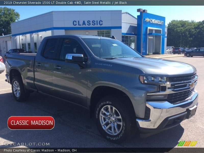 Satin Steel Metallic / Jet Black 2019 Chevrolet Silverado 1500 LT Double Cab 4WD