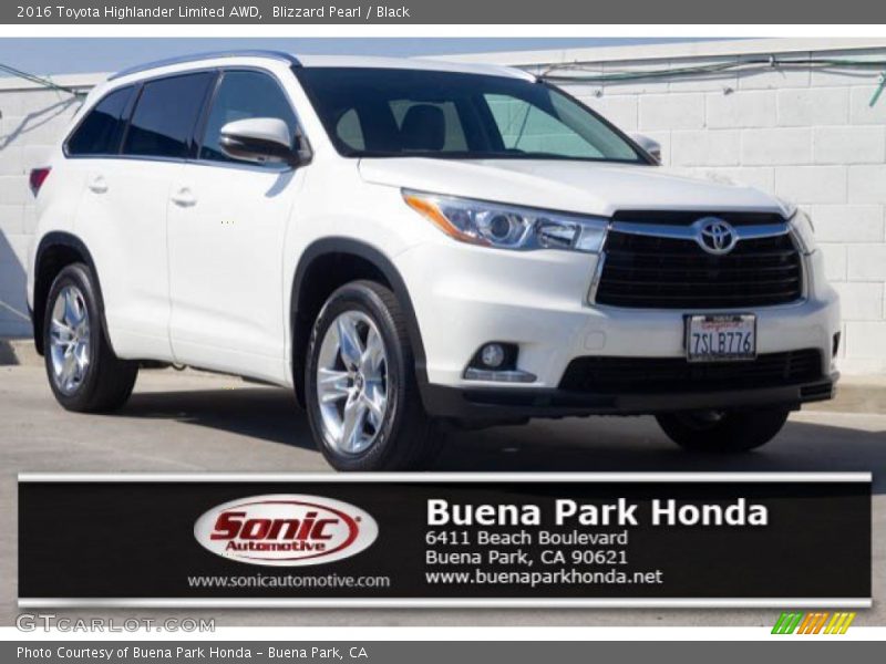Blizzard Pearl / Black 2016 Toyota Highlander Limited AWD