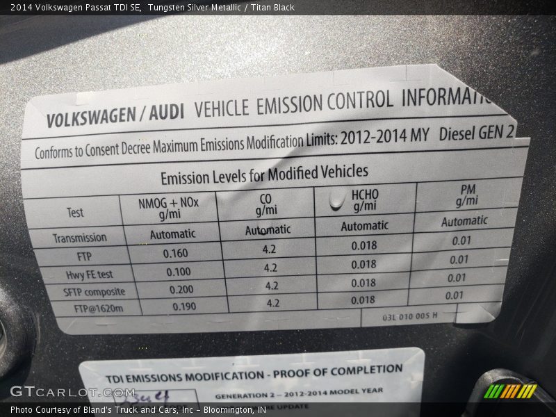 Tungsten Silver Metallic / Titan Black 2014 Volkswagen Passat TDI SE