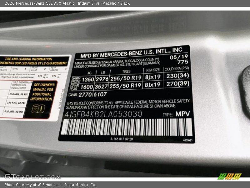 Iridium Silver Metallic / Black 2020 Mercedes-Benz GLE 350 4Matic