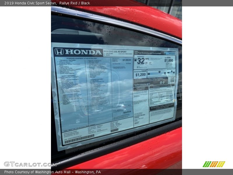 Rallye Red / Black 2019 Honda Civic Sport Sedan
