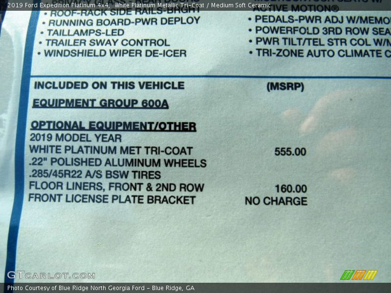 White Platinum Metallic Tri-Coat / Medium Soft Ceramic 2019 Ford Expedition Platinum 4x4