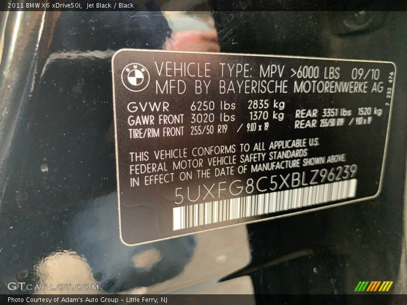 Jet Black / Black 2011 BMW X6 xDrive50i