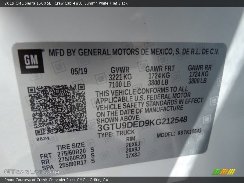 Summit White / Jet Black 2019 GMC Sierra 1500 SLT Crew Cab 4WD