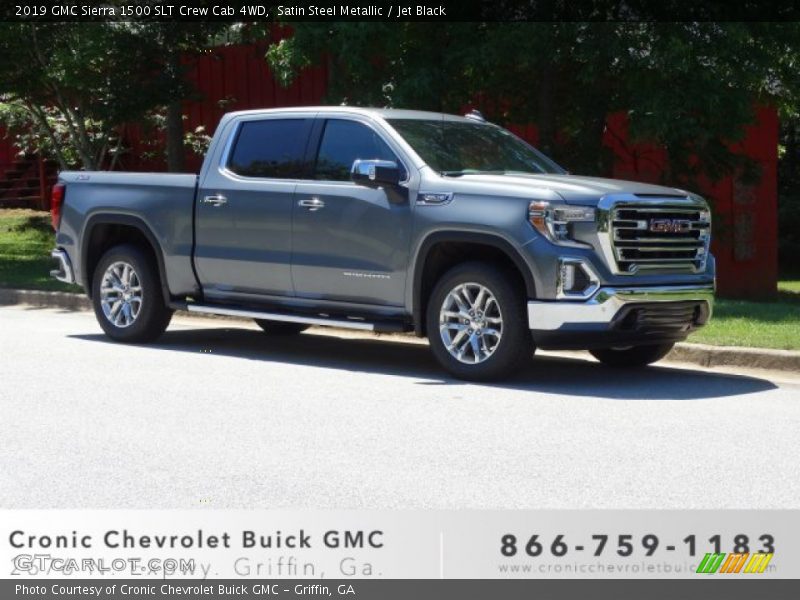 Satin Steel Metallic / Jet Black 2019 GMC Sierra 1500 SLT Crew Cab 4WD