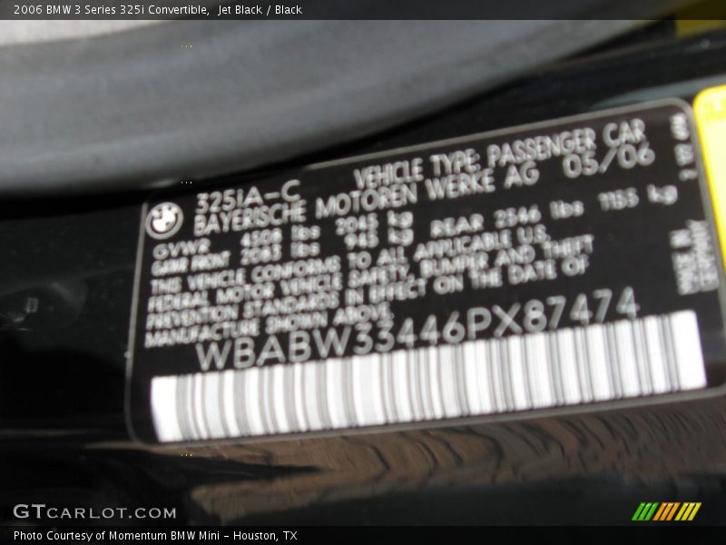 Jet Black / Black 2006 BMW 3 Series 325i Convertible