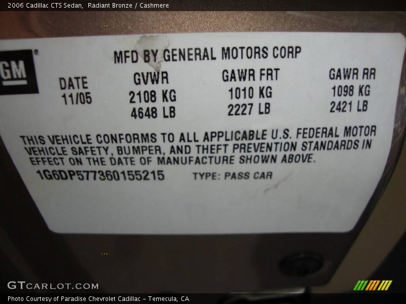 Radiant Bronze / Cashmere 2006 Cadillac CTS Sedan