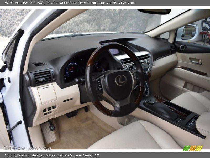 Starfire White Pearl / Parchment/Espresso Birds Eye Maple 2013 Lexus RX 450h AWD