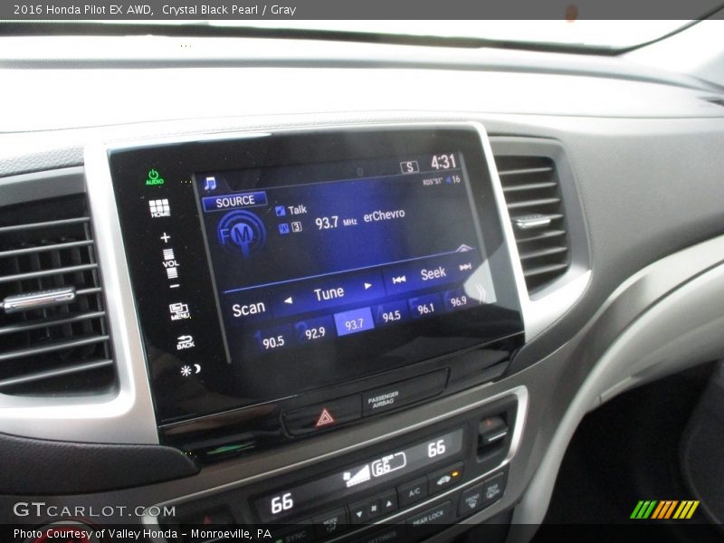 Crystal Black Pearl / Gray 2016 Honda Pilot EX AWD