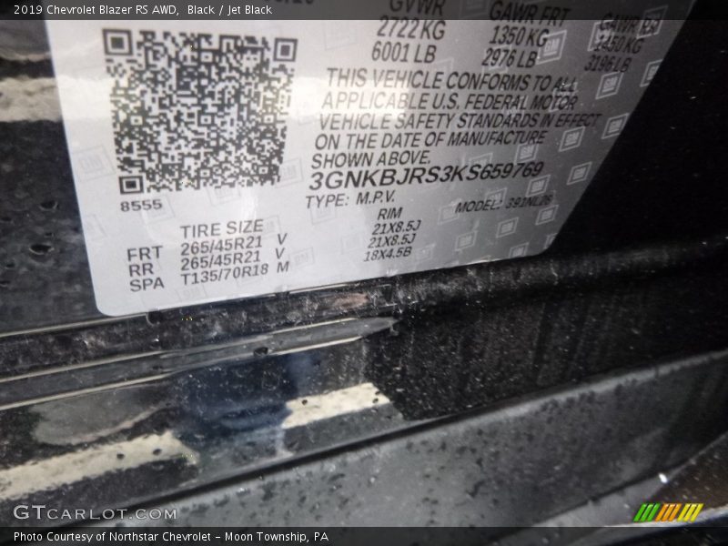Black / Jet Black 2019 Chevrolet Blazer RS AWD