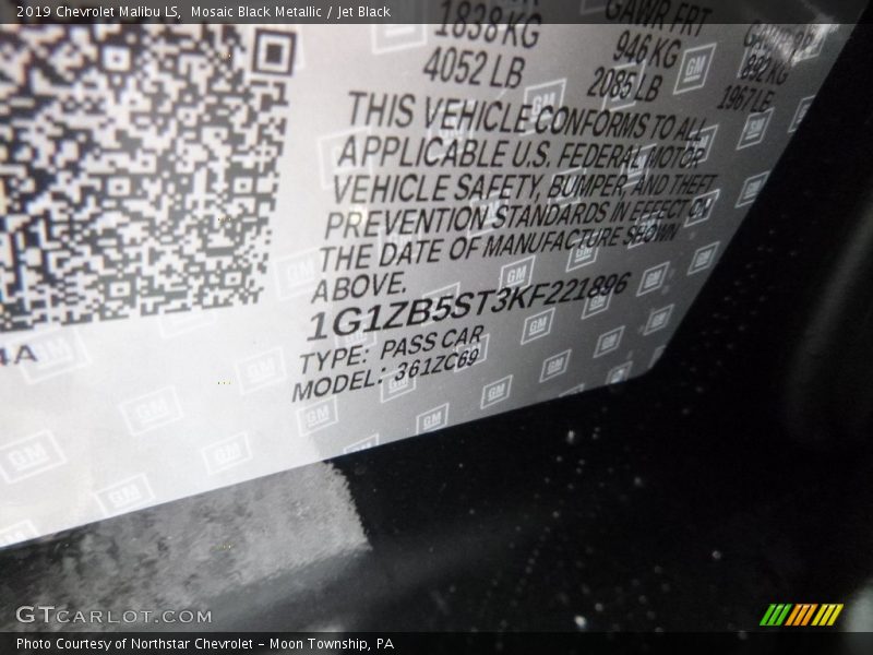 Mosaic Black Metallic / Jet Black 2019 Chevrolet Malibu LS