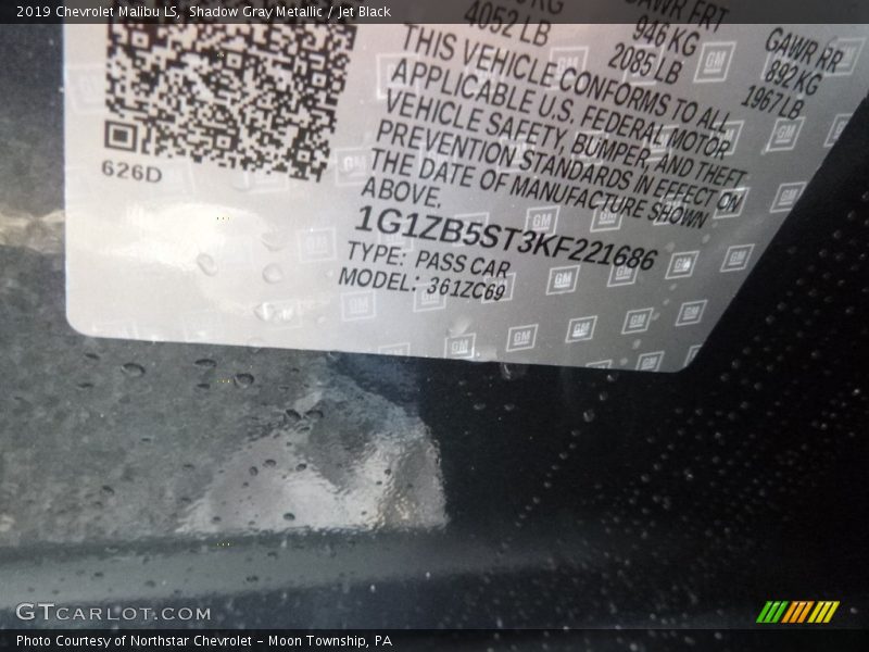 Shadow Gray Metallic / Jet Black 2019 Chevrolet Malibu LS