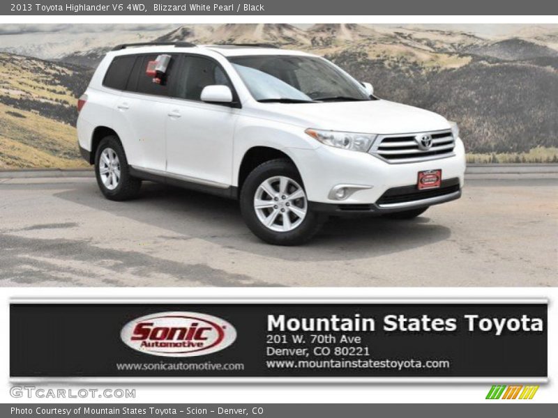 Blizzard White Pearl / Black 2013 Toyota Highlander V6 4WD