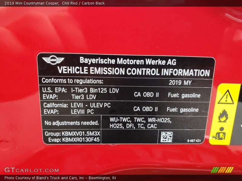 Info Tag of 2019 Countryman Cooper