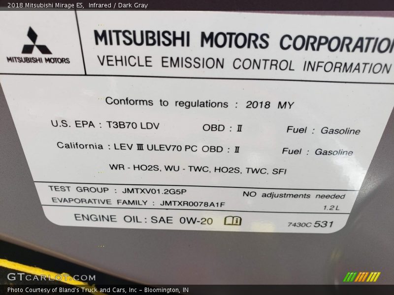 Infrared / Dark Gray 2018 Mitsubishi Mirage ES