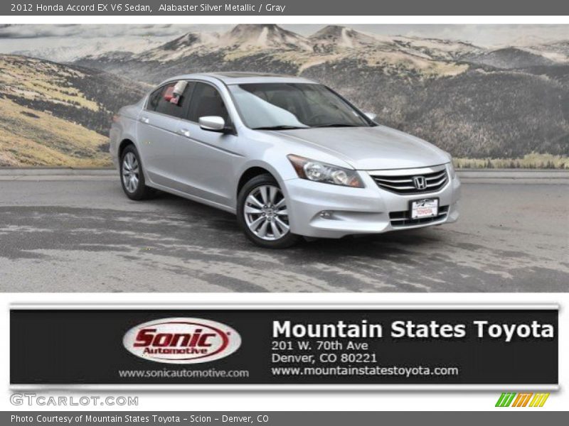 Alabaster Silver Metallic / Gray 2012 Honda Accord EX V6 Sedan