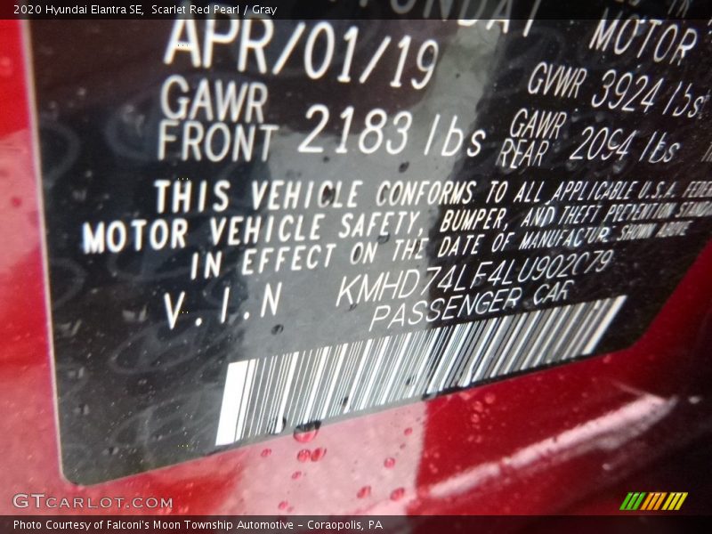 Scarlet Red Pearl / Gray 2020 Hyundai Elantra SE