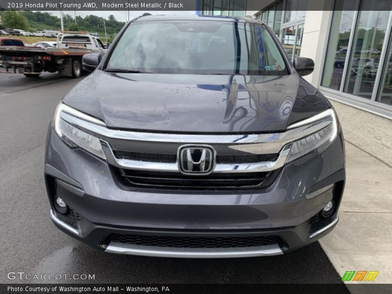 Modern Steel Metallic / Black 2019 Honda Pilot Touring AWD