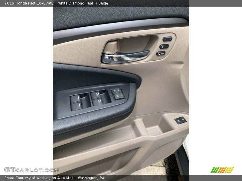 White Diamond Pearl / Beige 2019 Honda Pilot EX-L AWD
