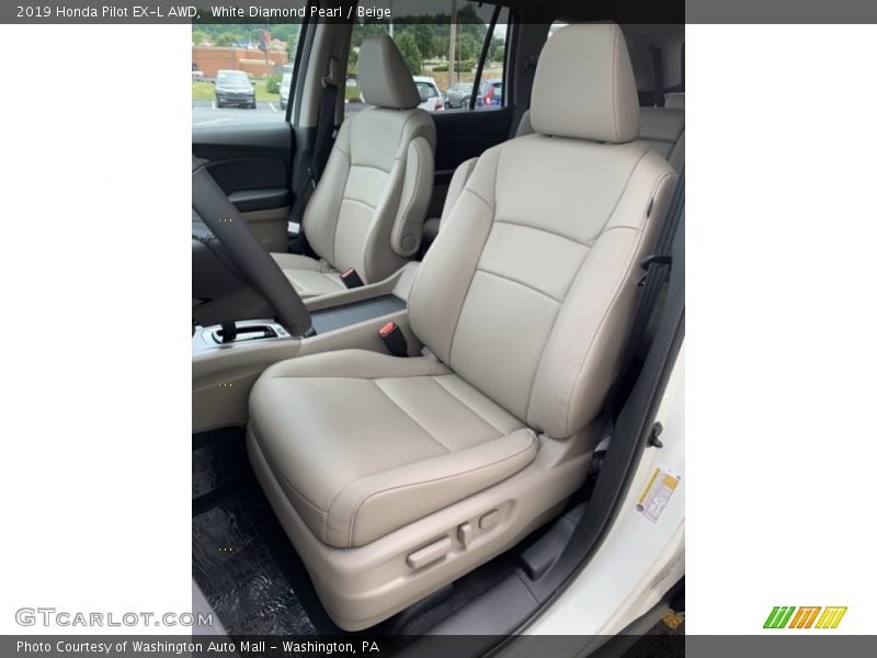 White Diamond Pearl / Beige 2019 Honda Pilot EX-L AWD