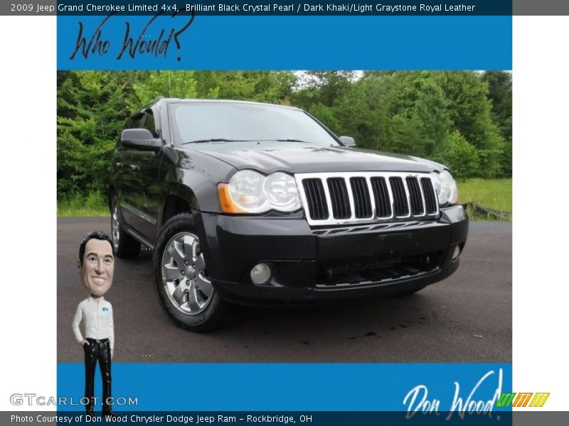 Brilliant Black Crystal Pearl / Dark Khaki/Light Graystone Royal Leather 2009 Jeep Grand Cherokee Limited 4x4