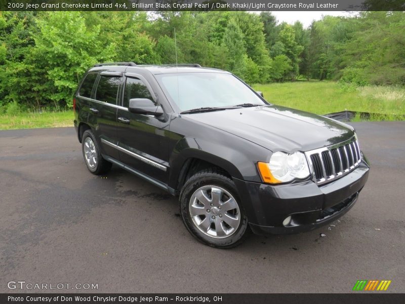 Brilliant Black Crystal Pearl / Dark Khaki/Light Graystone Royal Leather 2009 Jeep Grand Cherokee Limited 4x4