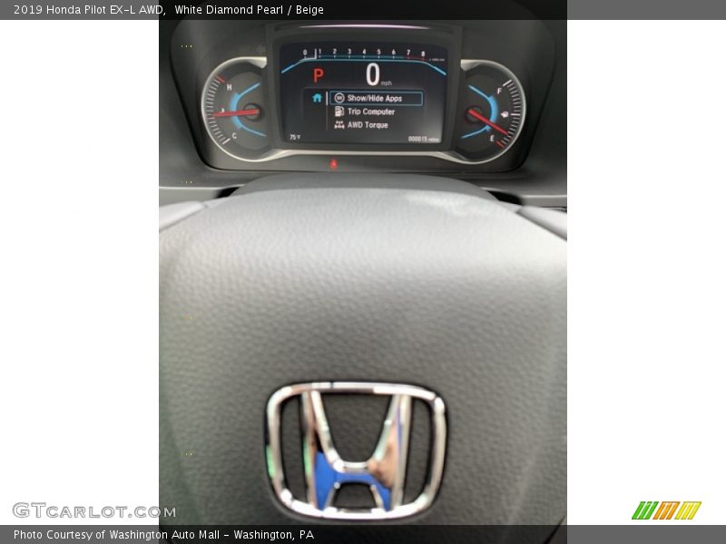 White Diamond Pearl / Beige 2019 Honda Pilot EX-L AWD